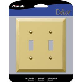 AMERELLE - Century Polished 2 gang Stamped Steel Toggle Wall Plate 1 pk - Brass