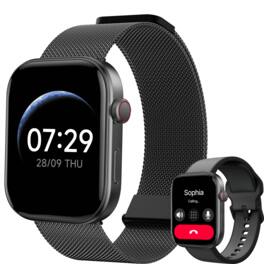 MiracoRun - Smartwatch 1.99" AMOLED for Android & iPhone with Bluetooth Calls, 100+ Sports Modes, Water Resistant - Black - (2026)