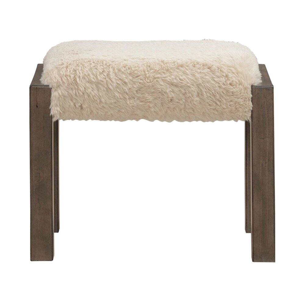 Left. Liberty Furniture Industries - Broadmore Upholstered Console Stool - Faux Sheepskin - Cobblestone Brown - Cobblestone Brown.