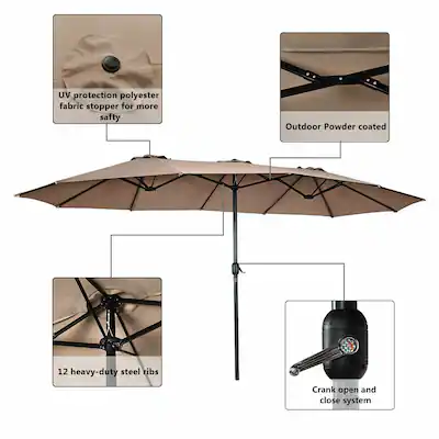 gymax outdoor patio umbrella 15 Garvee 15' Large with Base, Double-Sided Rectan side umbrella is perfect for outdoors 15 ft solar umbrella with