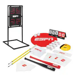 ESPN - Baseball Stadium Experience for Kids Includes Balls, Bats, and Pitching Target - White