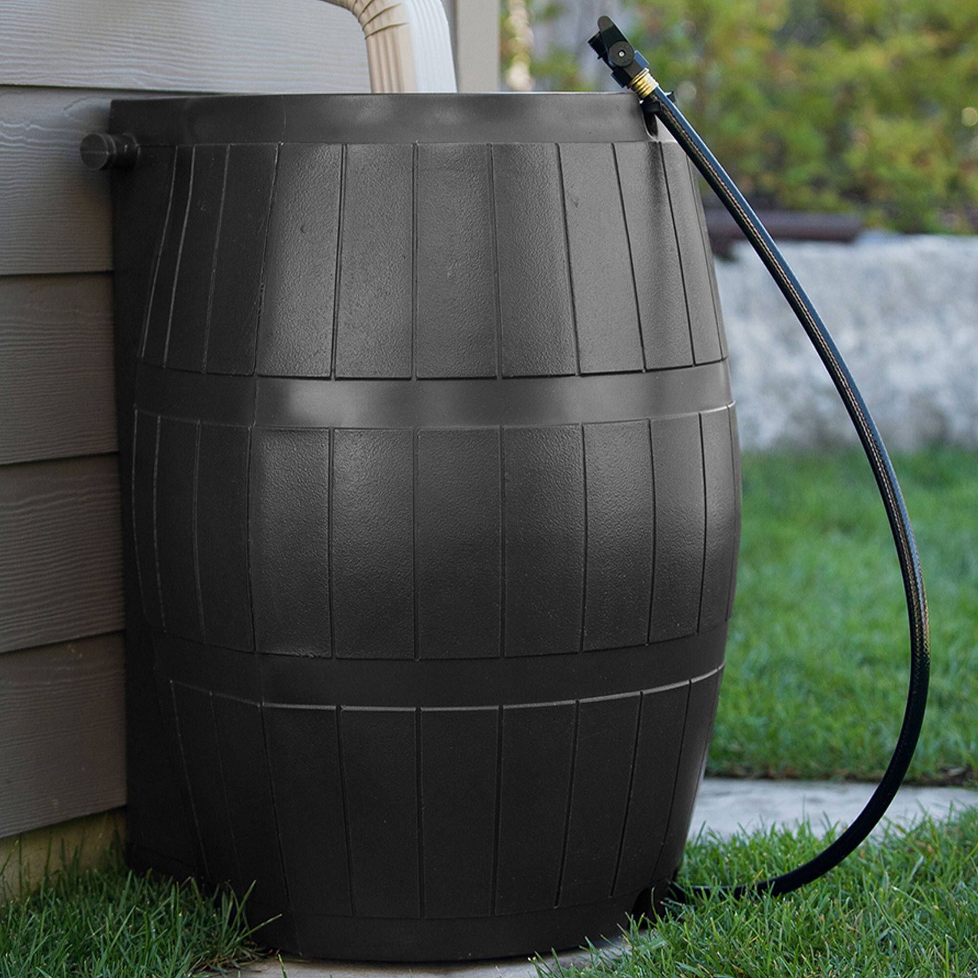 Alt View 2. FCMP Outdoor - FCMP Outdoor RC4000-BLK 50-Gallon BPA Free Home Rain Water Catcher Barrel, Black - Black.