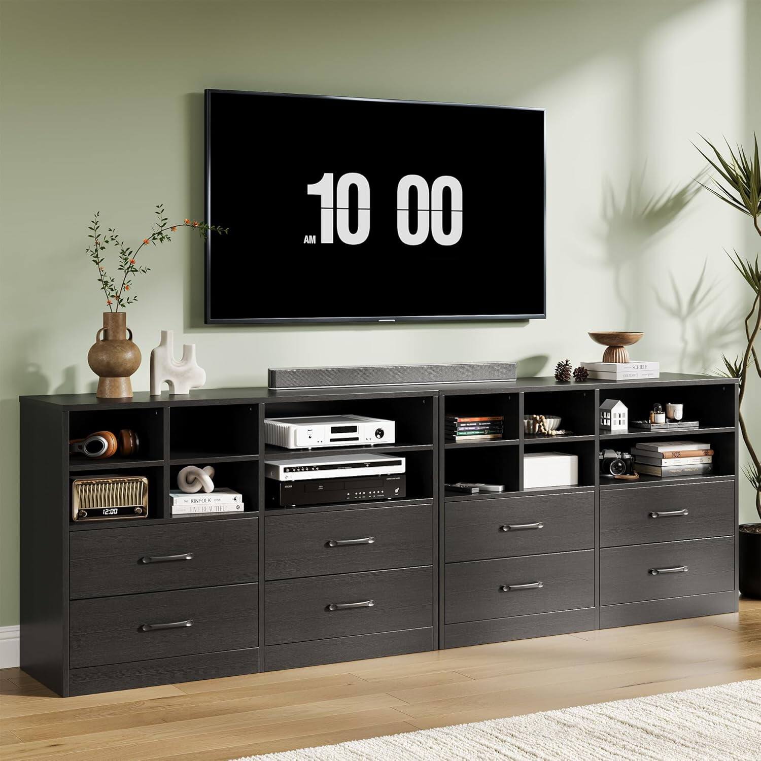 Angle. GARVEE - 4-Drawer Black Storage Cabinet, Modern Design for Bedroom/Living Room, Space-Saving Organizer - Black.