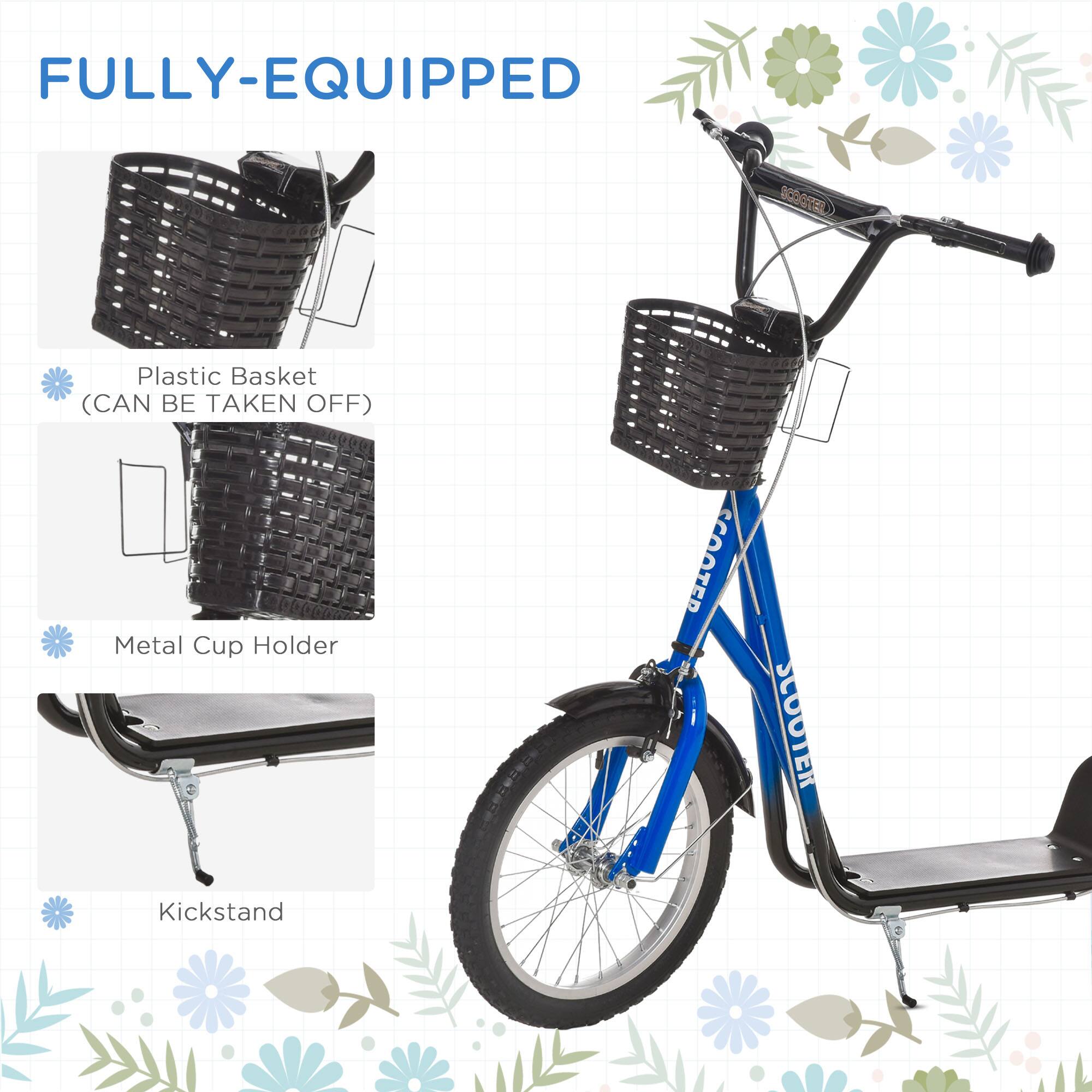 FULLY-EQUIPPED SCOOTER

- Plastic Basket (CAN BE TAKEN OFF)
- Metal Cup Holder
- Kickstand