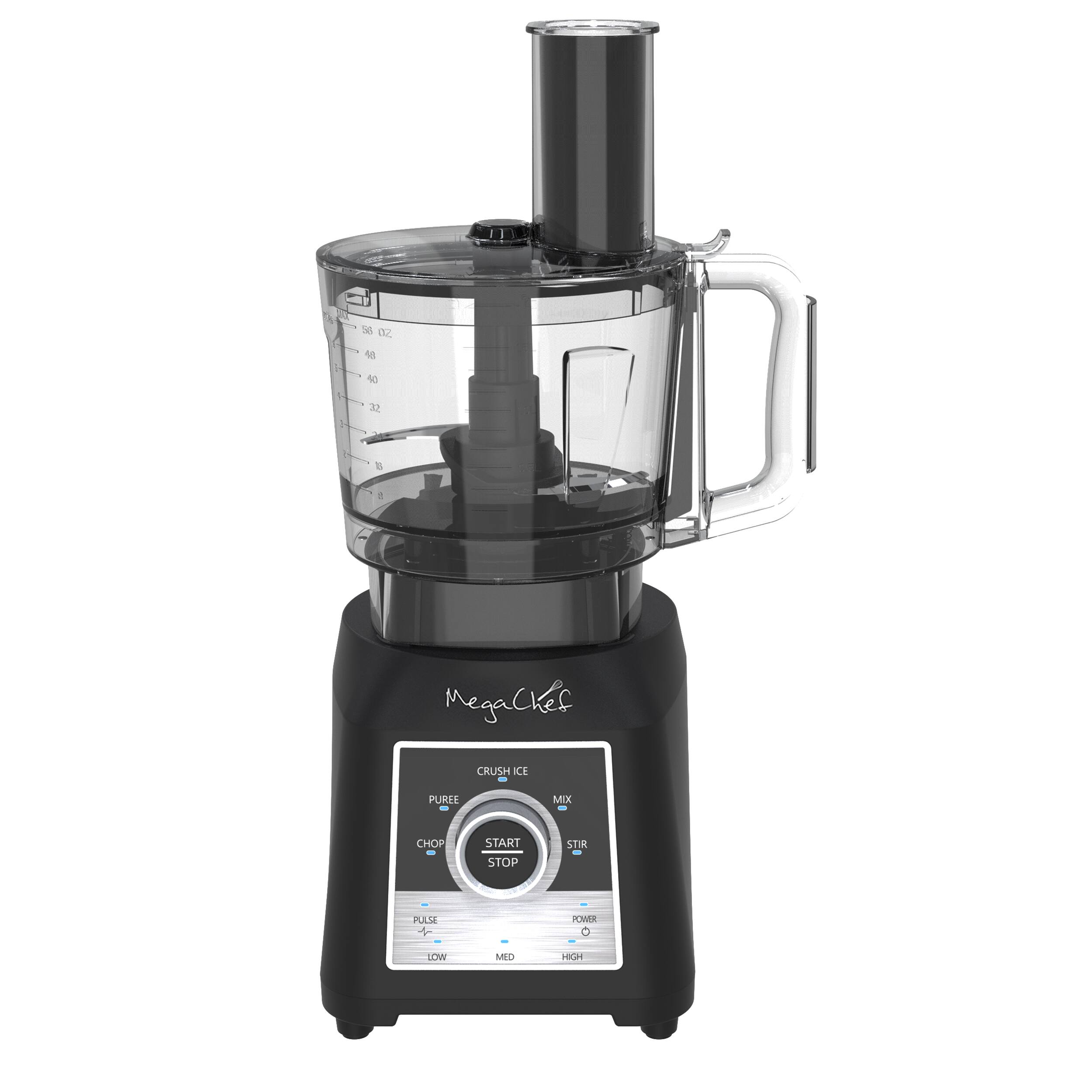 S6 d2 40 1 1 MegaChef CRUSH ICE - PUREE - MIX - CHOP - START STOP - STIR - 1 PULSE - TIE - C - LOW - ID - HIGH