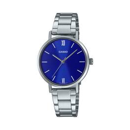 Casio - Women’s Blue Dial Stainless Steel Bracelet Watch - Casio LTP‑VT02D‑2AUDF - Silver