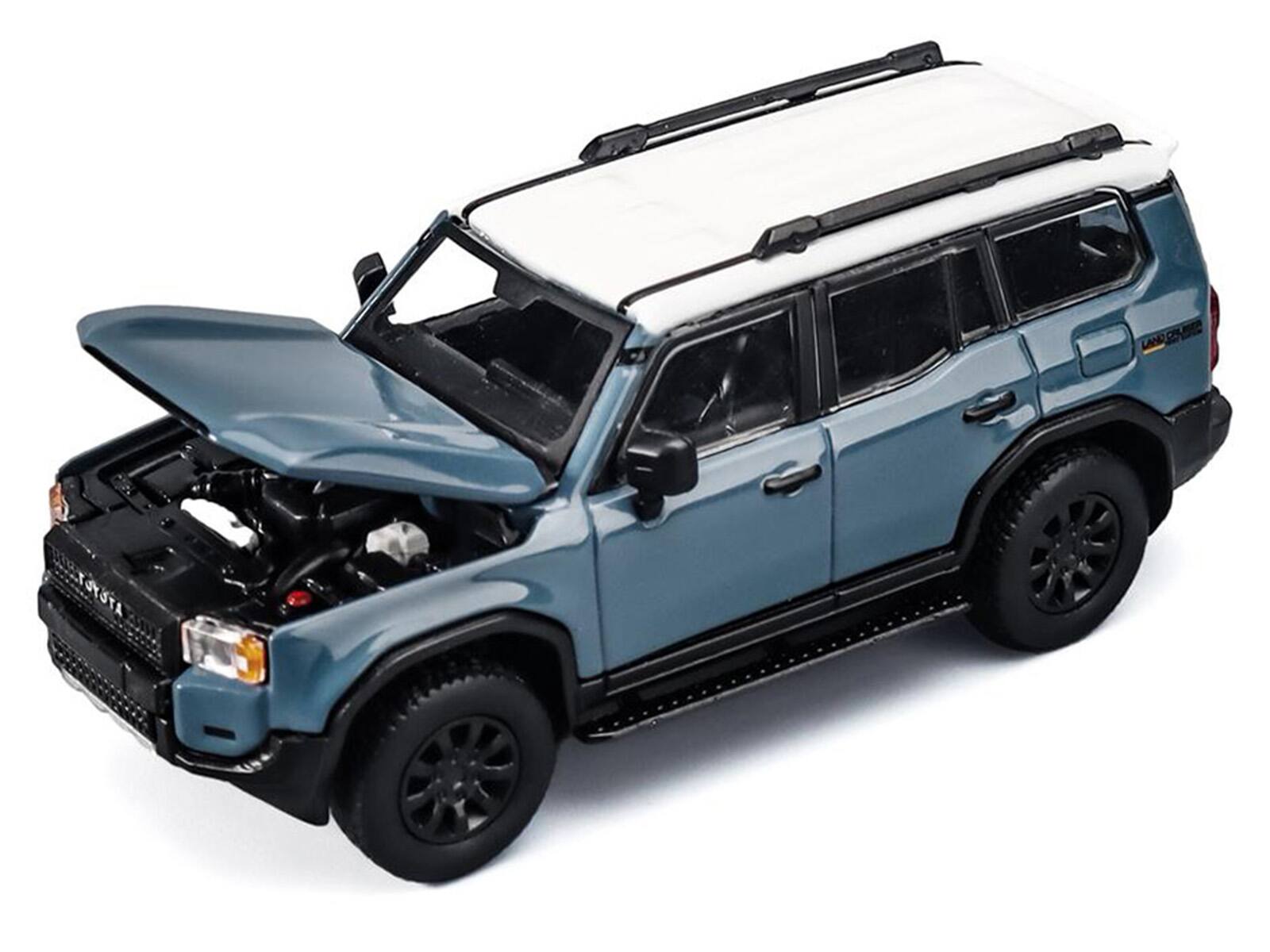 Alt View 2. Trends Hobby - Toyota Land Cruiser 250 Blue with White Top 1/64 Diecast Model Car by Trends Hobby.