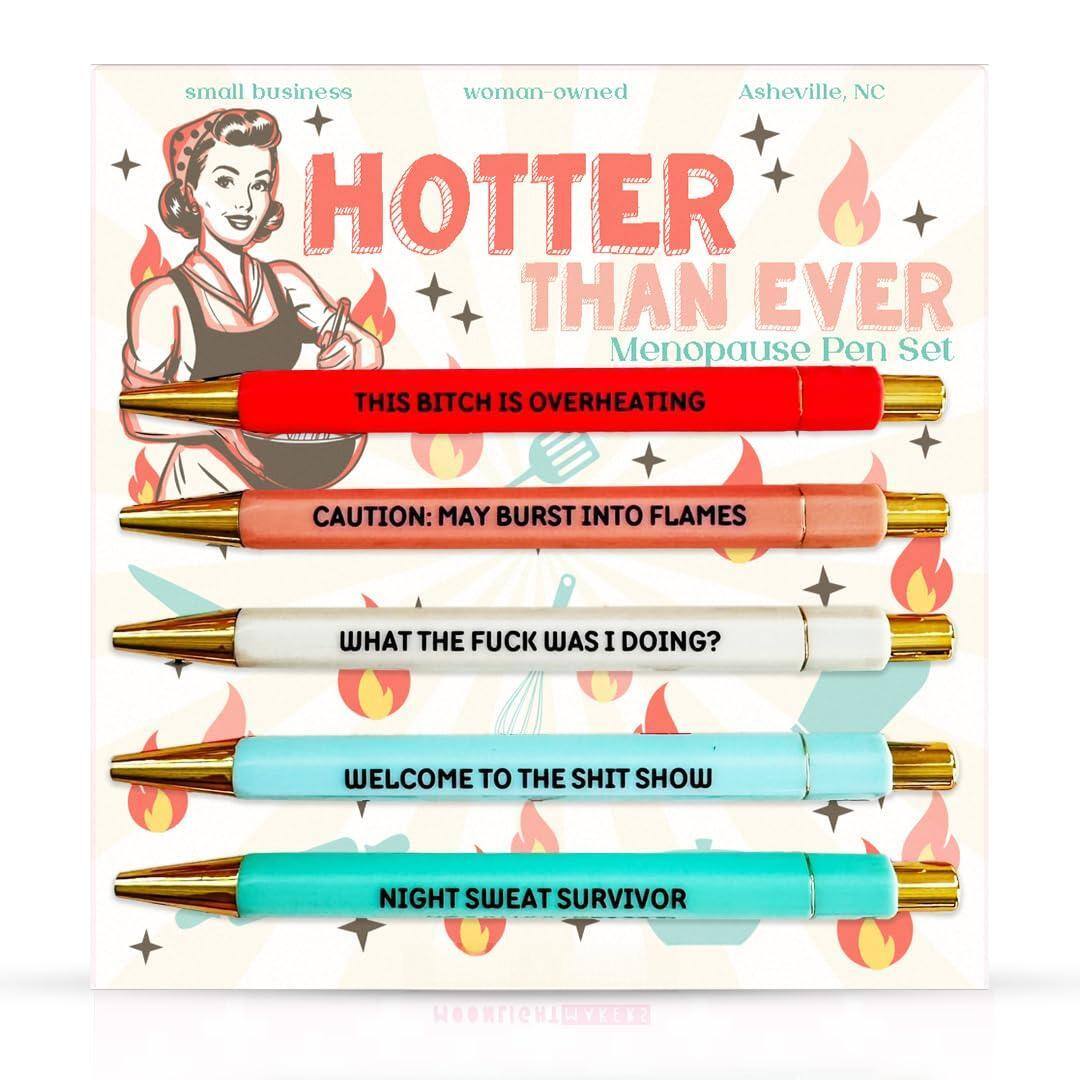 small business woman-owned Asheville, NC

HOTTER THAN EVER Menopause Pen Set

OVERHEATING

THIS BITCH IS OVERHEATING

CAUTION: MAY BURST INTO FLAMES

WHAT THE FUCK WAS I DOING?

WELCOME TO THE SHIT SHOW

NIGHT SWEAT SURVIVOR