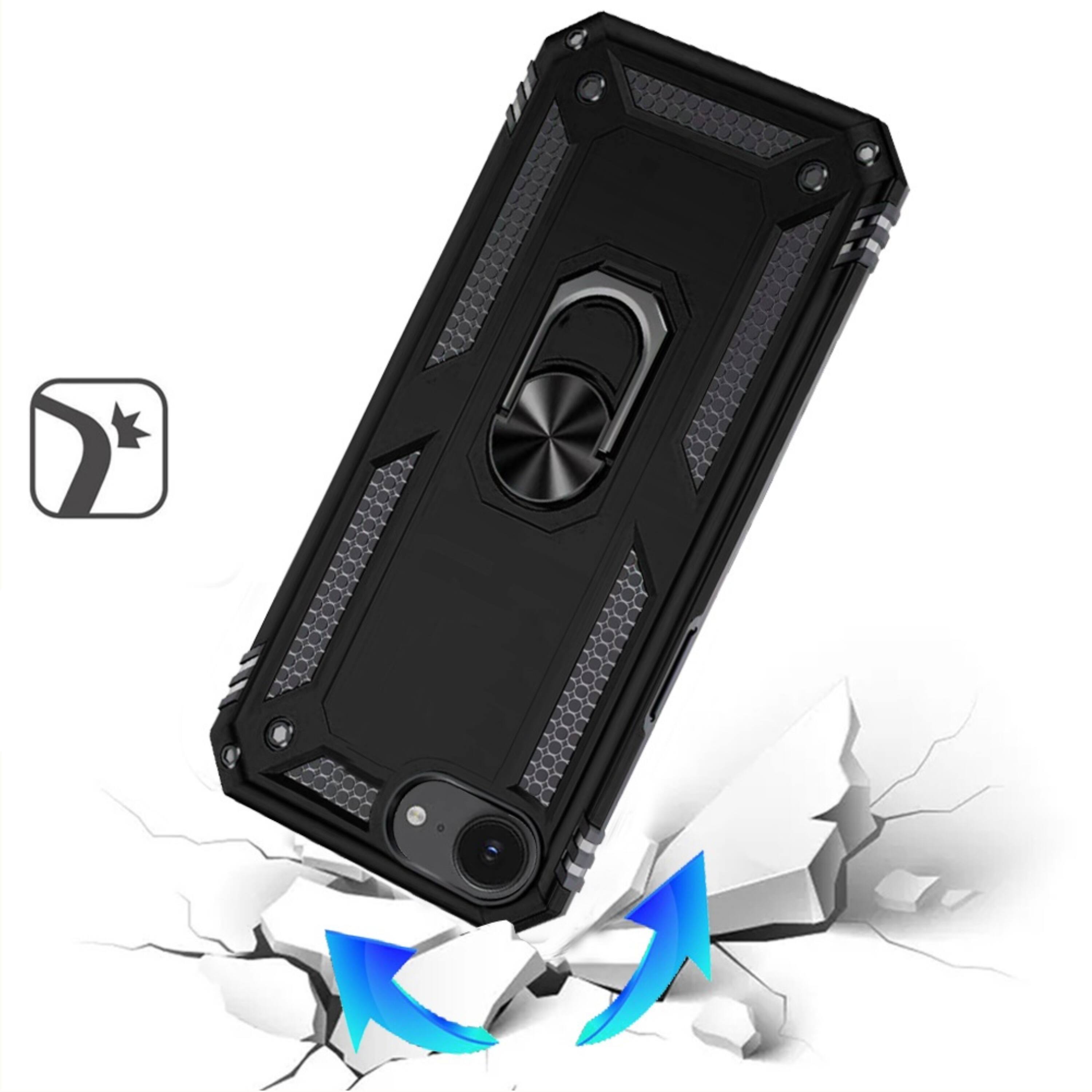 Back. Kitcheniva - Ring Metal Kickstand Hybrid Case With Tempered Glass For iPhone 16e 17e Purple - Purple.