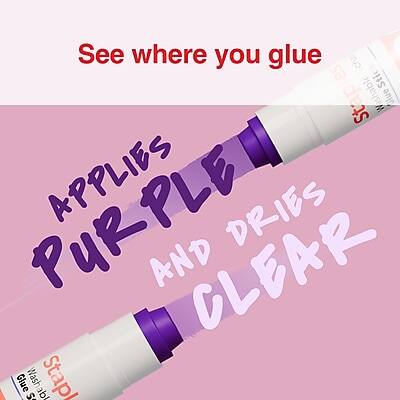 Sure, here is the corrected and grouped text:

---

**See where you glue**

**APPLIES PURPLE AND DRIES CLEAR**

**Staple Washable Glue**

**WASHABLE**

**1 oz (28g)**

**NET WT 1 OZ (28g)**

---