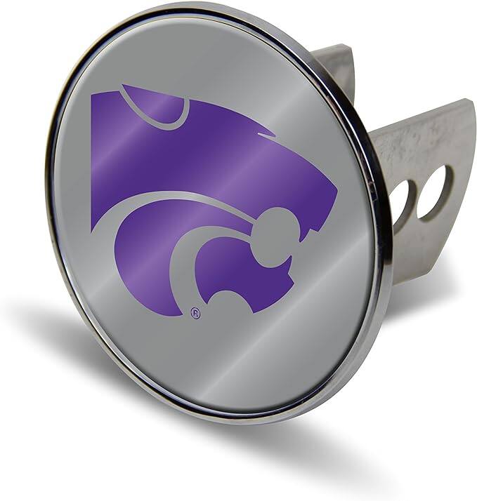 Alt View 3. Rico Industries - Kansas State K-State Wildcats Laser Cut Logo Chrome Trailer Hitch Cover - Multi.