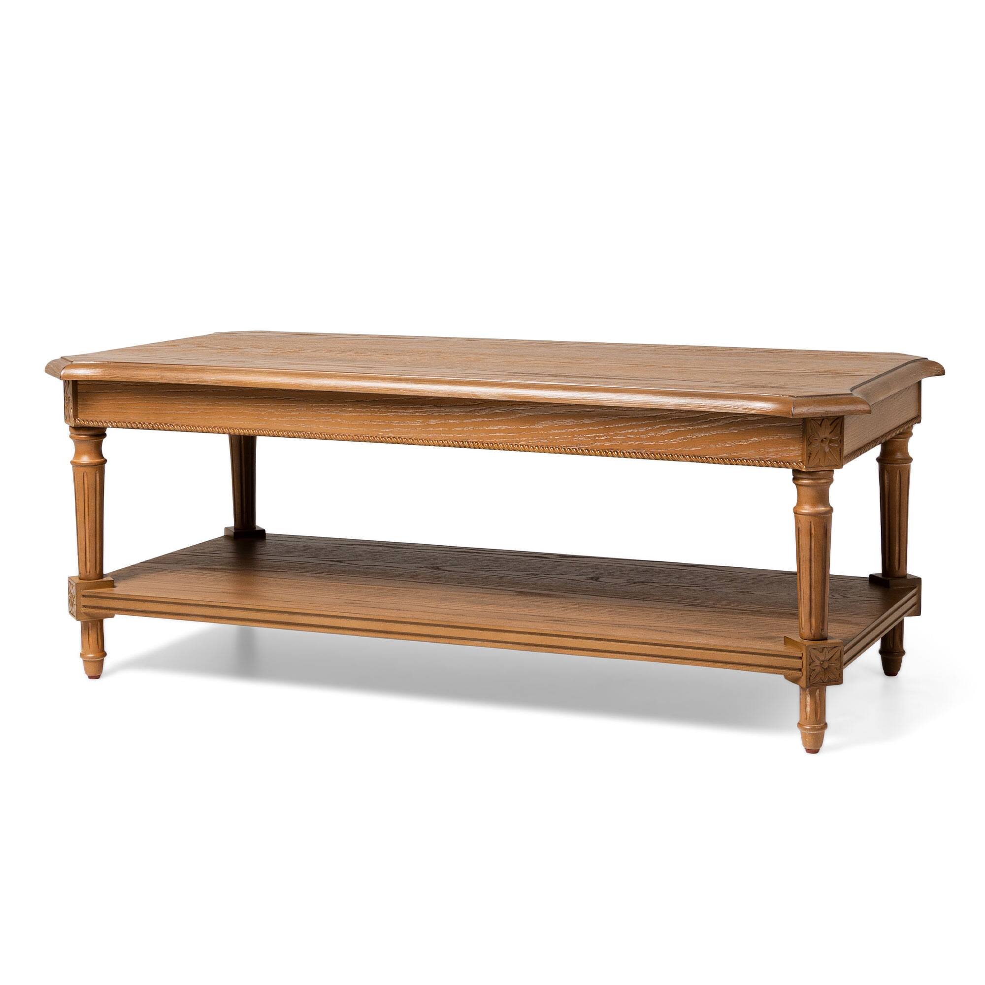Front. Maven Lane - Maven Lane Pullman Traditional Rectangular Wood Coffee Table, Antiqued Natural Finish - Antiqued Natural.