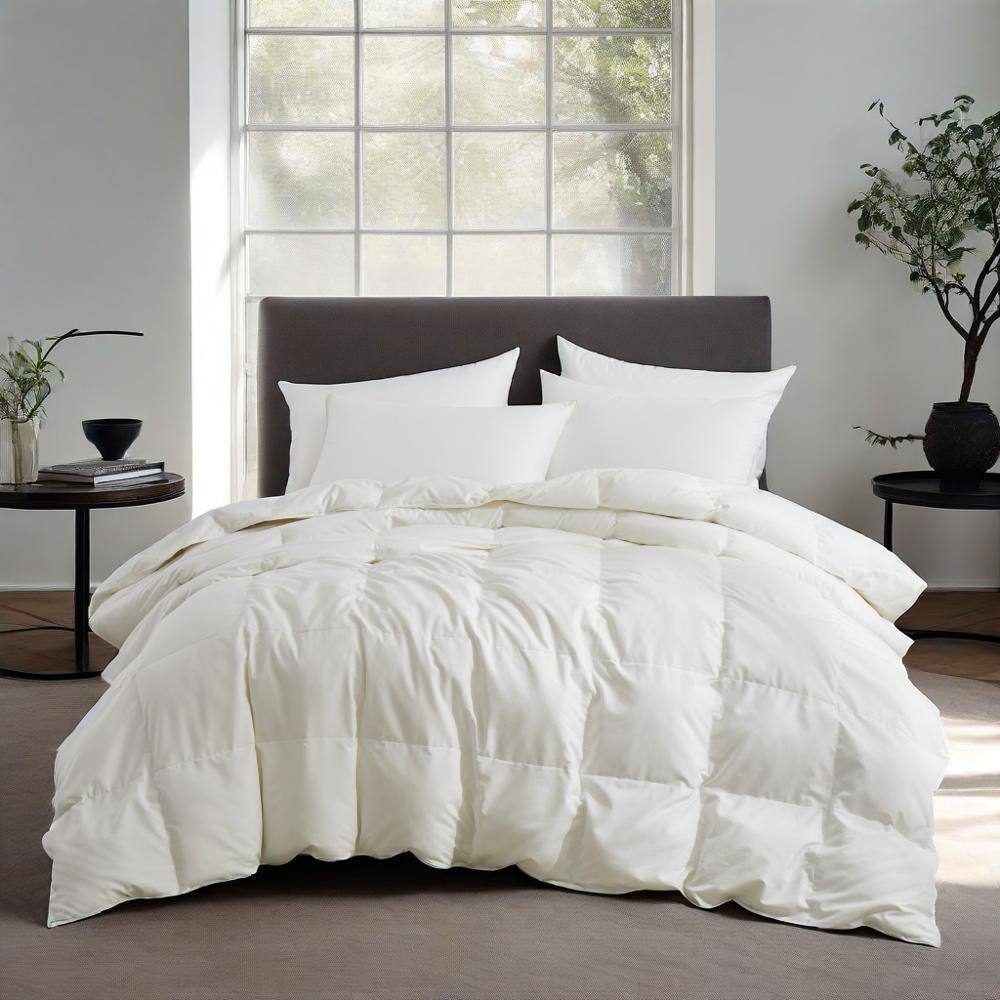 Angle. Peace Nest - Peace Nest Lightweight White Goose Down Feather Fiber Comforter Duvet Insert, White, King - White.