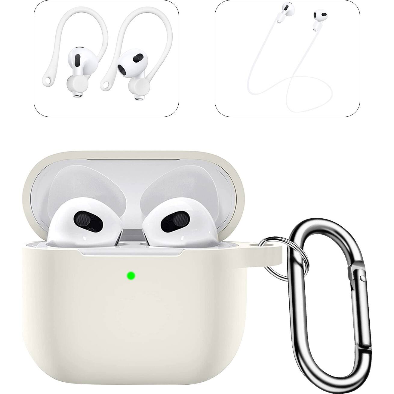 Alt View 11. SaharaCase - Venture Series Silicone Combo Kit Case for Apple AirPods (3rd Generation) - Glow White.
