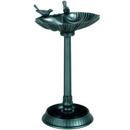 Outsunny - Antique Bird Bath Decorative Birdbath Bird Feeder Bowl with Planter Pedestal and Bird Statues - Dark Green