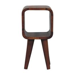 Artisan Furniture - Solid Wood, Extra Mini Minimalist Curved Bedside, OpenSlot, Nordic Legs, Dark Brown - Chestnut