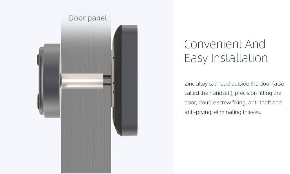 Door panel

Convenient And Easy Installation

Zinc alloy cat head outside the door (also called the handset), precision fitting the door, double screw fixing, anti-theft and anti-prying, eliminating thieves.