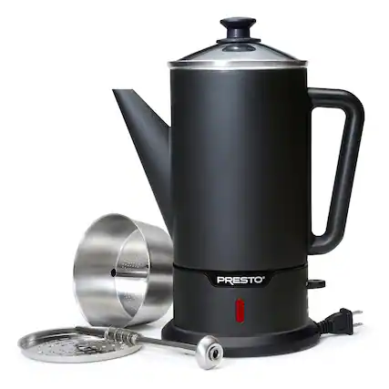 Front. Presto - Presto 02815 Cordless Coffee Maker Stainless Steel Percolator, Easy Pour, Black - Black.