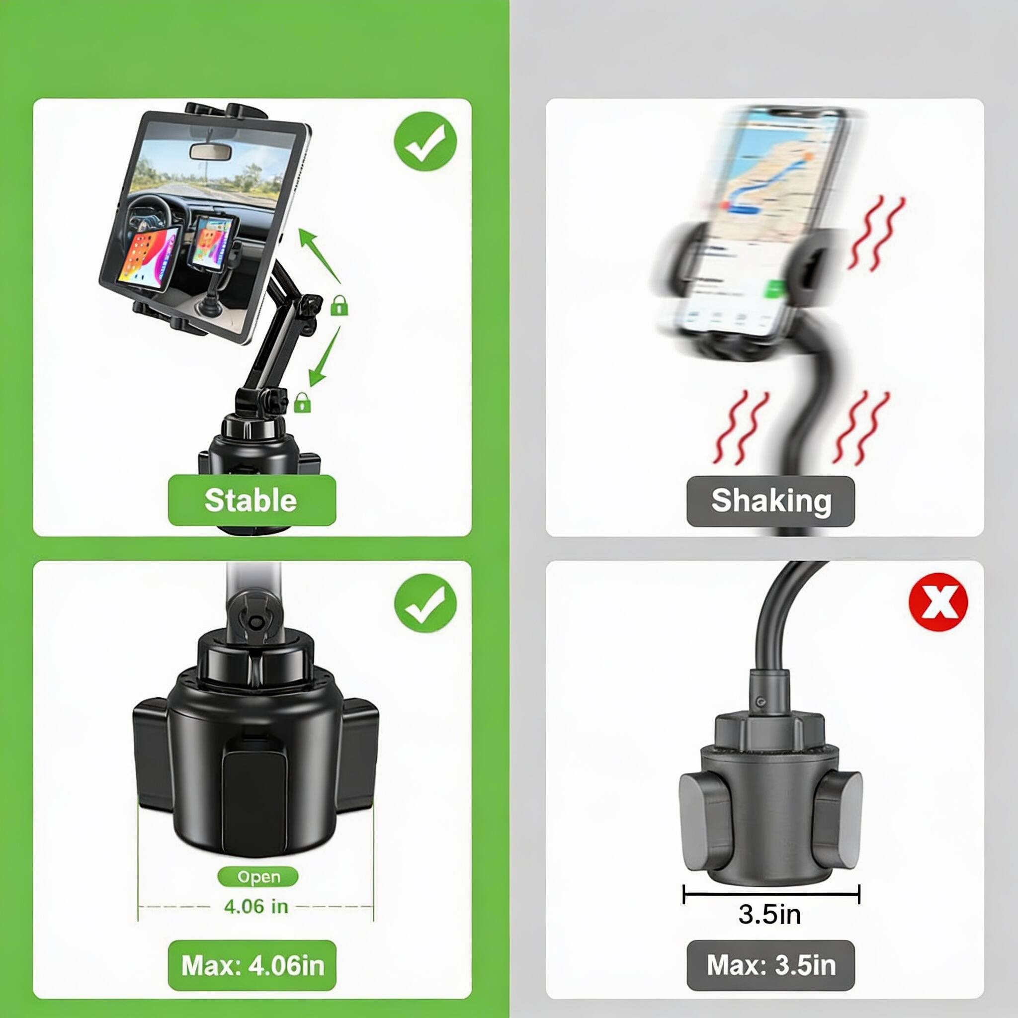 Stable Shaking X  
Open 4.06 in  
Max: 4.06 in  
Max: 3.5 in