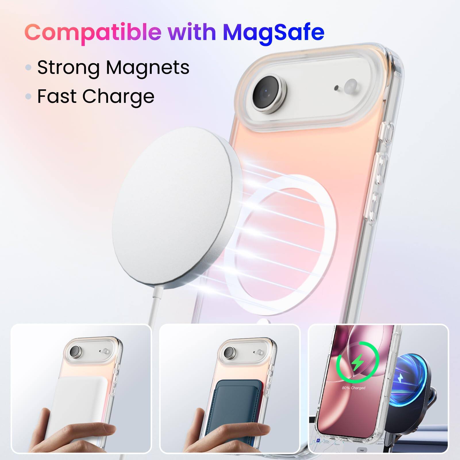 Compatible with MagSafe  
- Strong Magnets  
- Fast Charge  

100% Charged