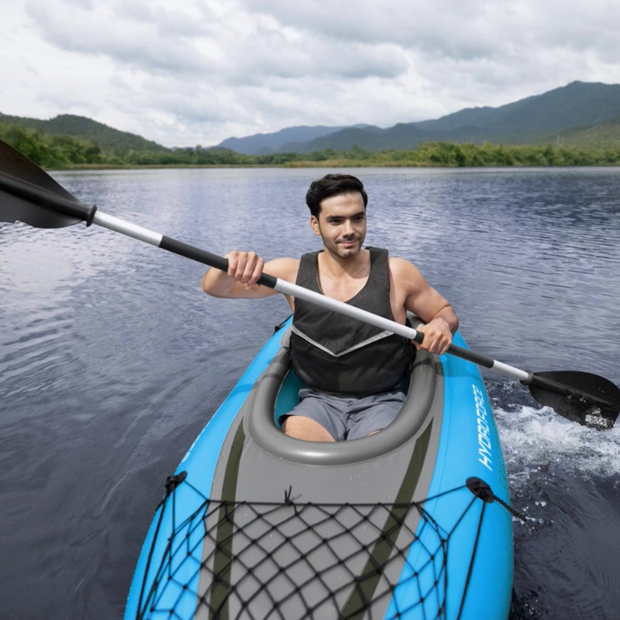 Alt View 7. Bestway - Bestway Hydro Force 91” Adjustable Aluminum Locking Kayak Paddle and Grip, Black - Black.