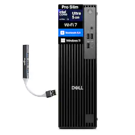 Dell - Pro Slim Mini Desktop (Intel Ultra 5-235, 32GB DDR5, 1TB PCIe SSD, Integrated GPU, Win 11 Pro) w/USB Hub - Black