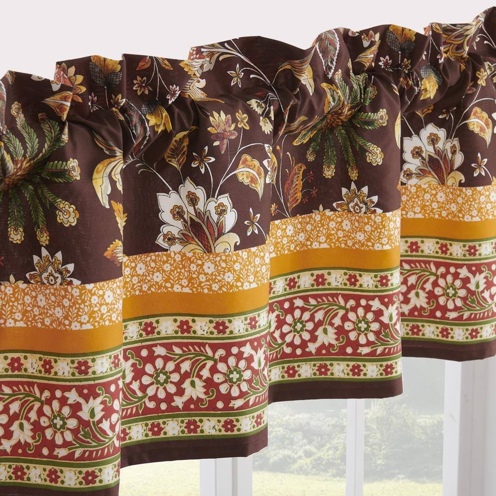 Back. Barefoot Bungalow - Barefoot Bungalow Audrey Valance Window Treatment84x16", Chocolate - Chocolate.