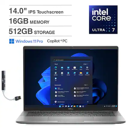 14.0" IPS Touchscreen
16GB MEMORY
512GB STORAGE
intel CORE ULTRA 7
Windows 11 Pro Copilot+PC
DELL