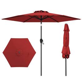 Gymax - 7.5 ft Patio Umbrella Outdoor Heavy Duty Market Umbrella w/ Push Button Tilt - Burgundy