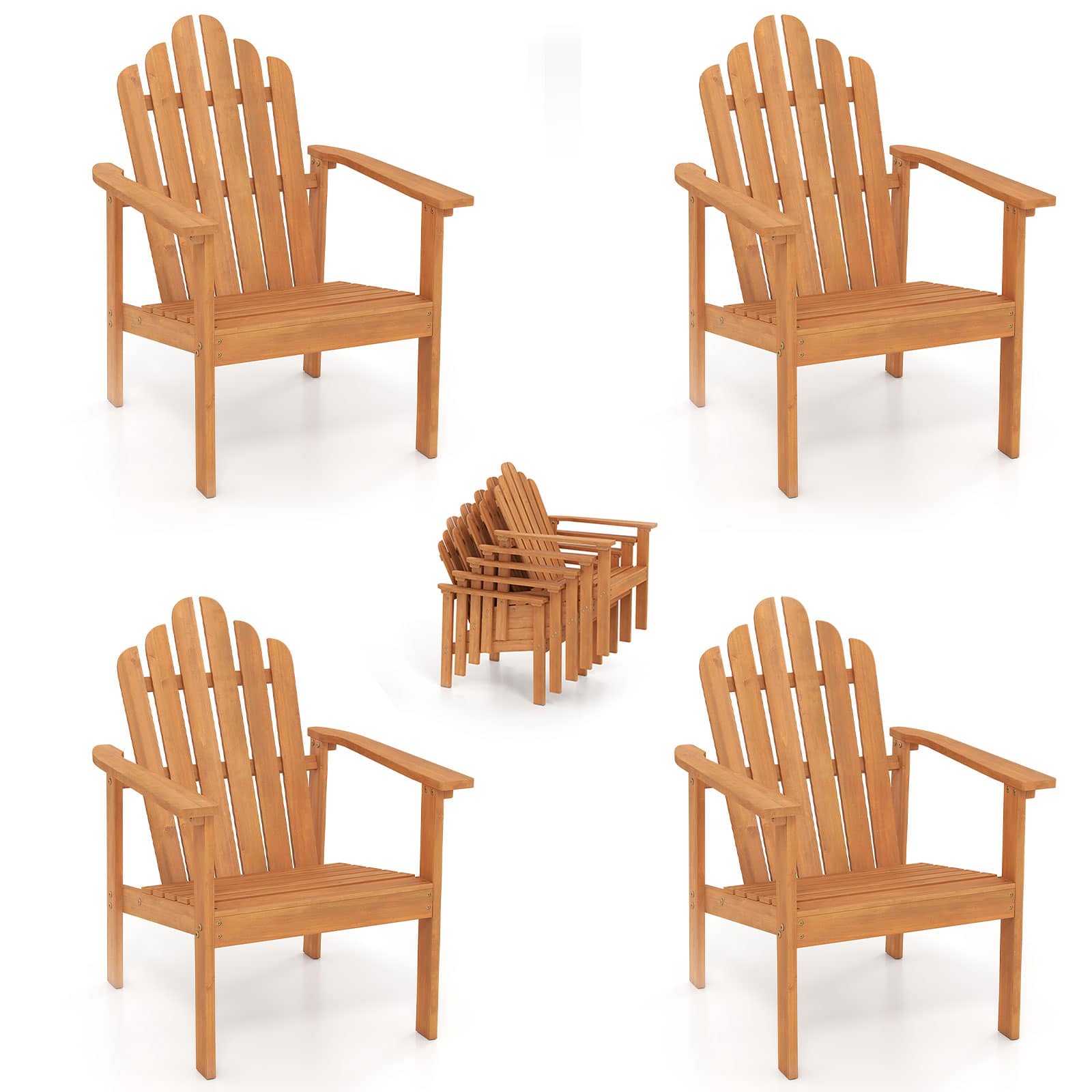 Gymax - 4PCS Stackable Adirondack Chairs w/Slatted Backrests & Seats Built-in Armrests - Yellow price history on PriceWatchPro