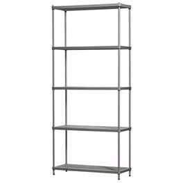 Design Ideas - MeshWorks 5 Tier Metal Storage Shelving Unit Rack Bookshelf - Silver