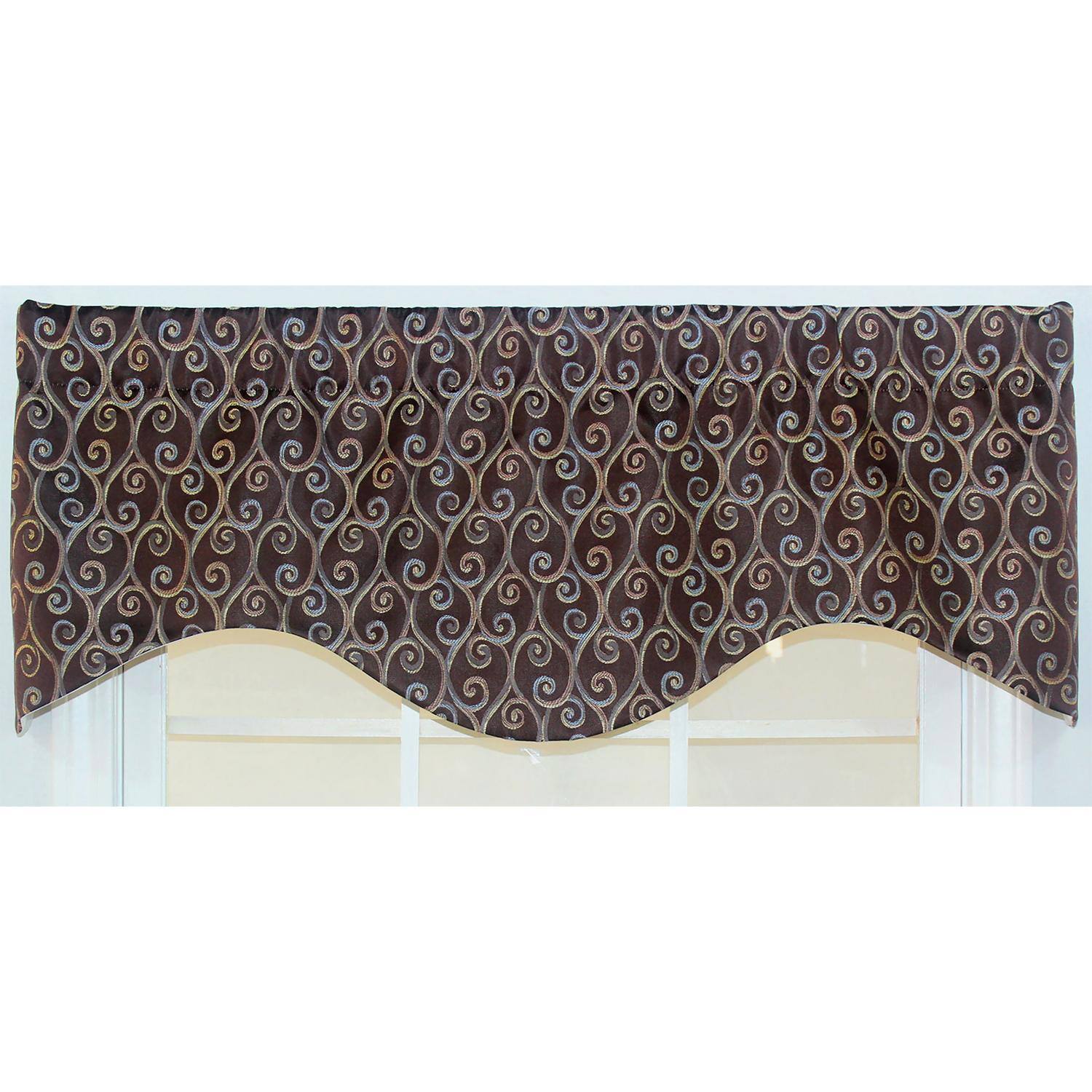 Angle. RLF Home - RLF Home Twine Cornice  100% Cotton with Fully Lined 3" Rod Pocket Valnance for Windows 50" x 17" Cocoa - Cocoa.