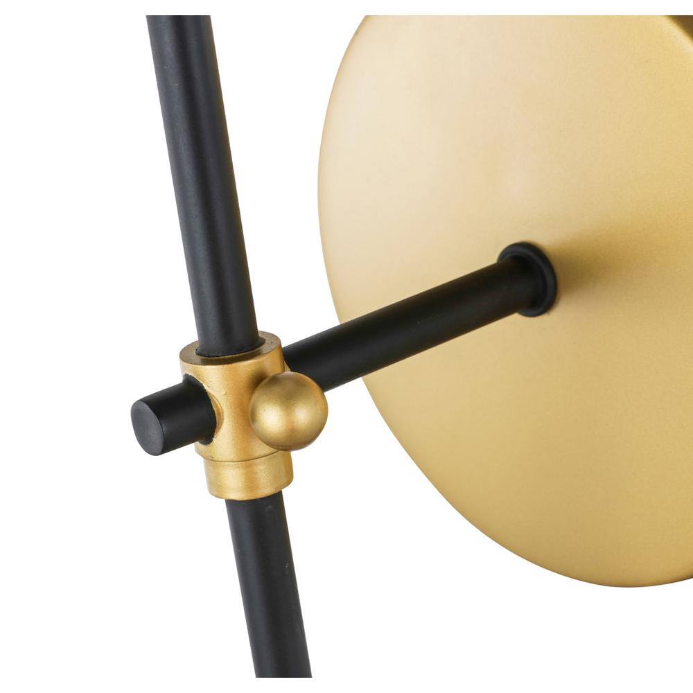 Alt View 2. Living District - Mel 1 light Brass and Black and White shade wall sconce - Brass And Black And White Shade.
