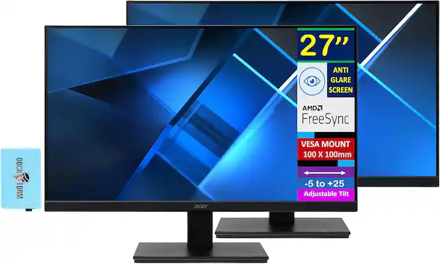 27" Anti Glare Screen
AMD FreeSync
Dock Torm
VESA Mount 100 x 100mm
-5 to +25 Adjustable Tilt