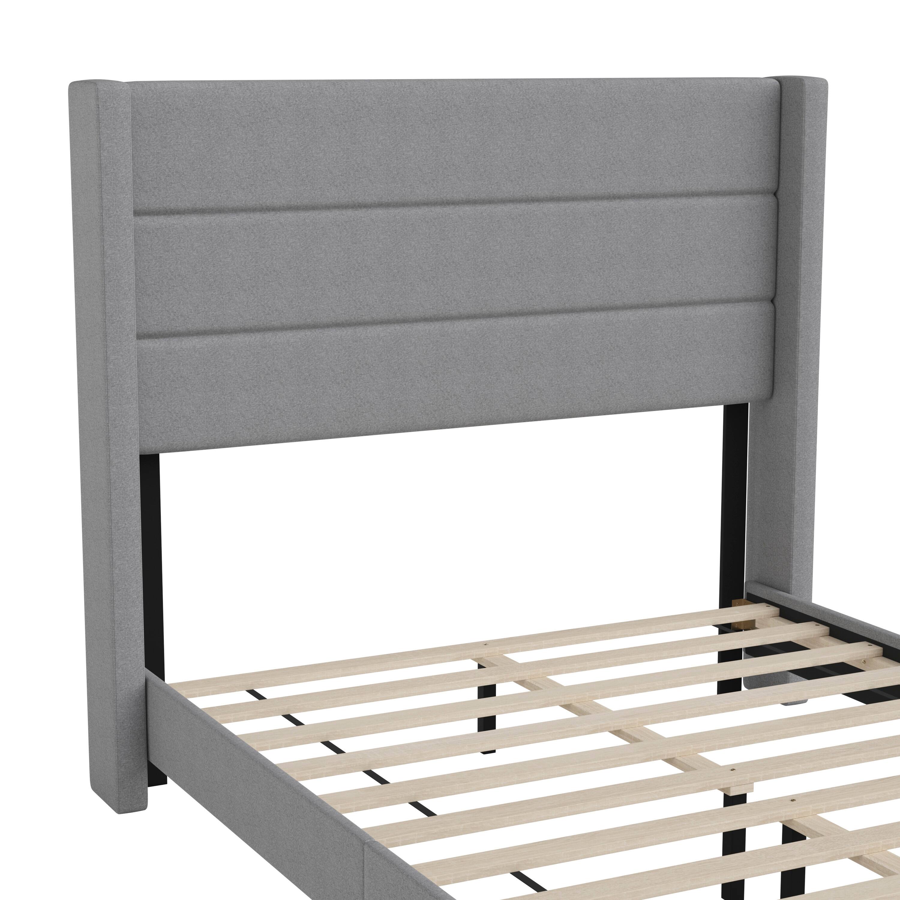 Alt View 10. Emma + Oliver - Upholstered Platform Bed with Wingback Headboard - Gray.