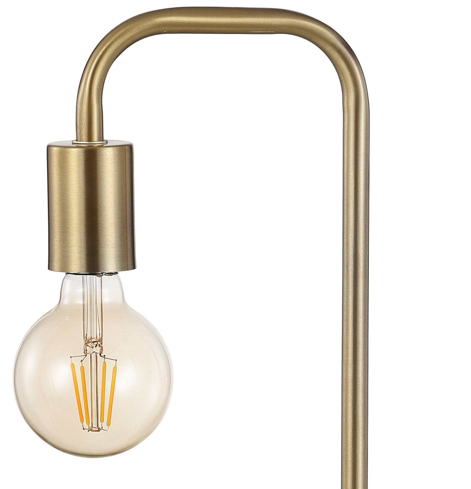 Alt View 4. Jonathan Y - Axel 20.5" Minimalist Glam Gold Pipe Metal/Marble LED Table Lamp, Brass Gold - Brass Gold/White.