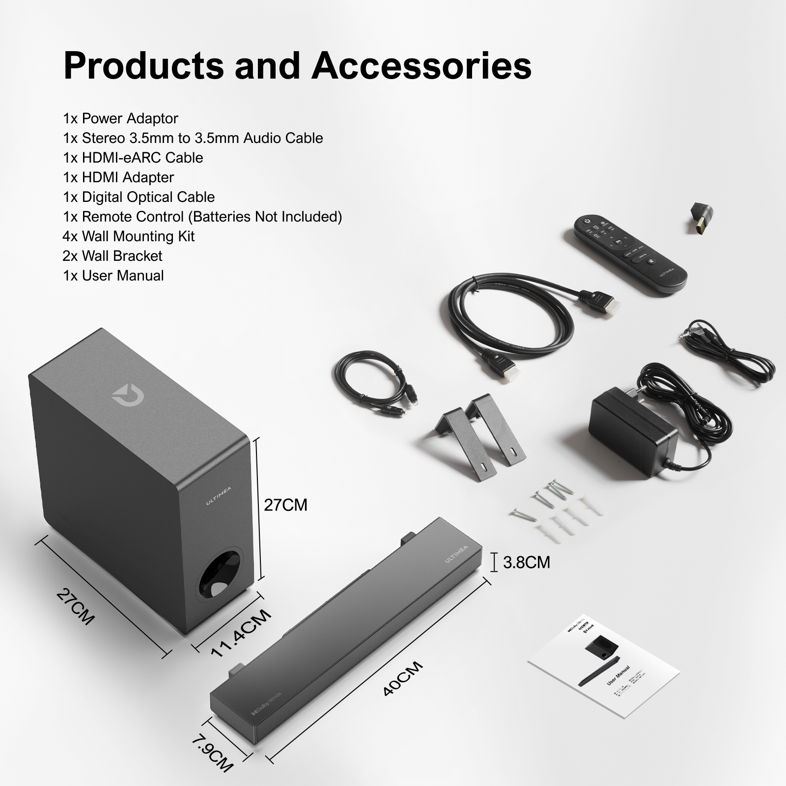 Ultimea Nova S50 Sound Bar for TV, Dolby Atmos, 190W Peak