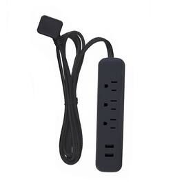 Globe Electric - Designer 6 ft. L 3 outlets Power Strip with USB Ports Black 300 J