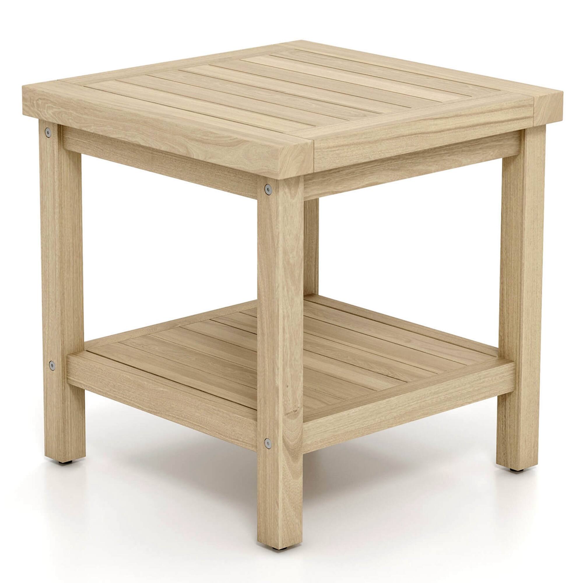 Alt View 9. Costway - Costway 1 PCS 2-Tier Outdoor Side Table, Teak Wood End Table with Storage Shelf - Natural.