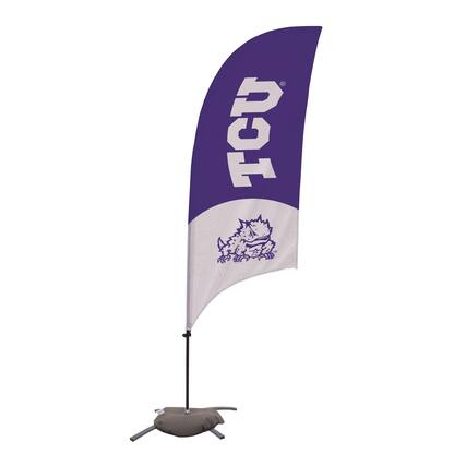 Front. Victory Corps - TCU Horned Frogs 7.5' Two-Tone Razor Feather Stake Flag with Base - Multicolor.