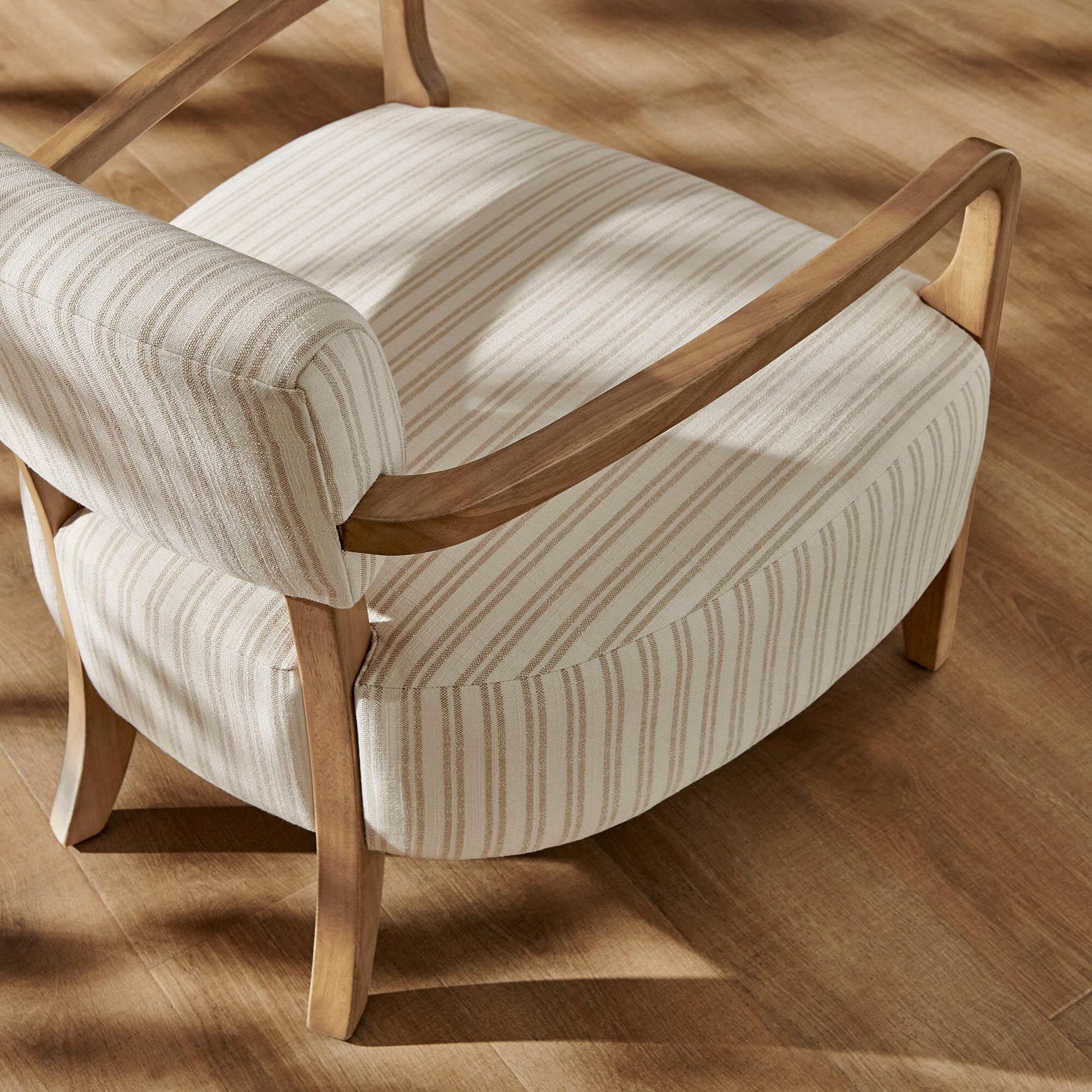 Alt View 1. Modway - Zinnia Striped Fabric Upholstered Accent Chair by Modway - Oatmeal Stripe.