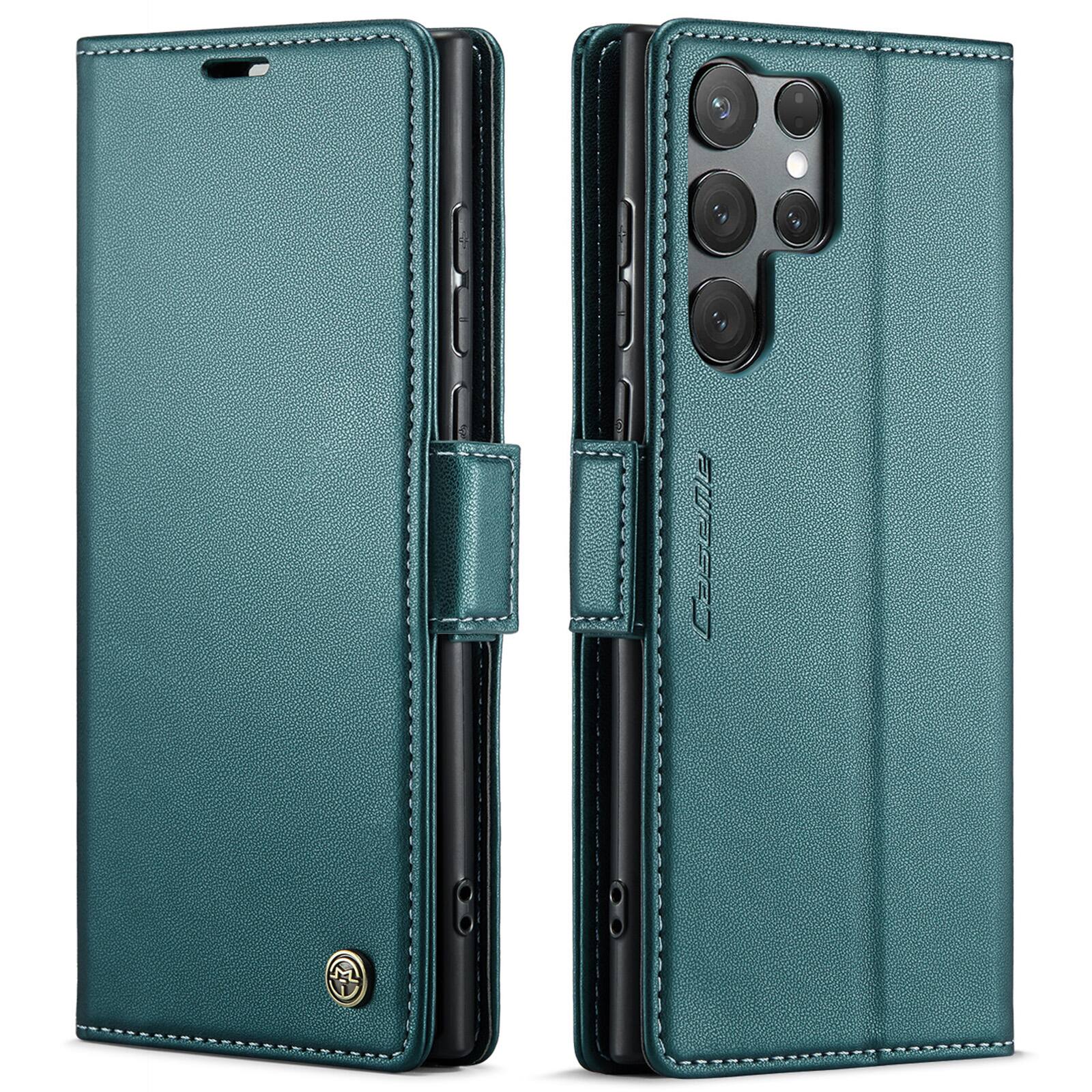 Alt View 9. UUCOVER - For Samsung Galaxy S25 Ultra PU Leather Wallet Case with RFID Blocking Cash Card Holder, Magnetic Flip Kickstand Cover - Green.