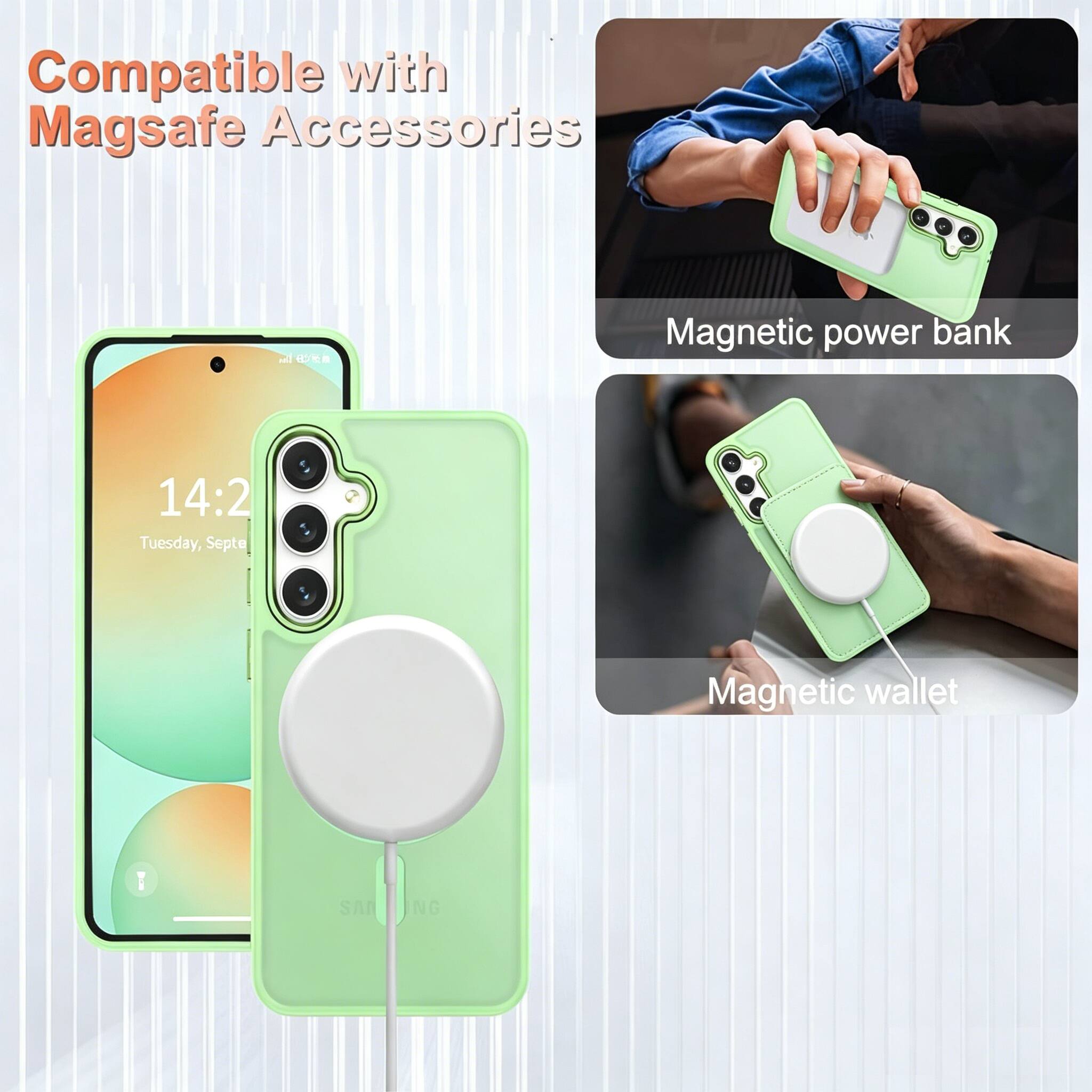 Compatible with Magsafe Accessories

14:2 Tuesday, September

Magnetic power bank

Magnetic wallet