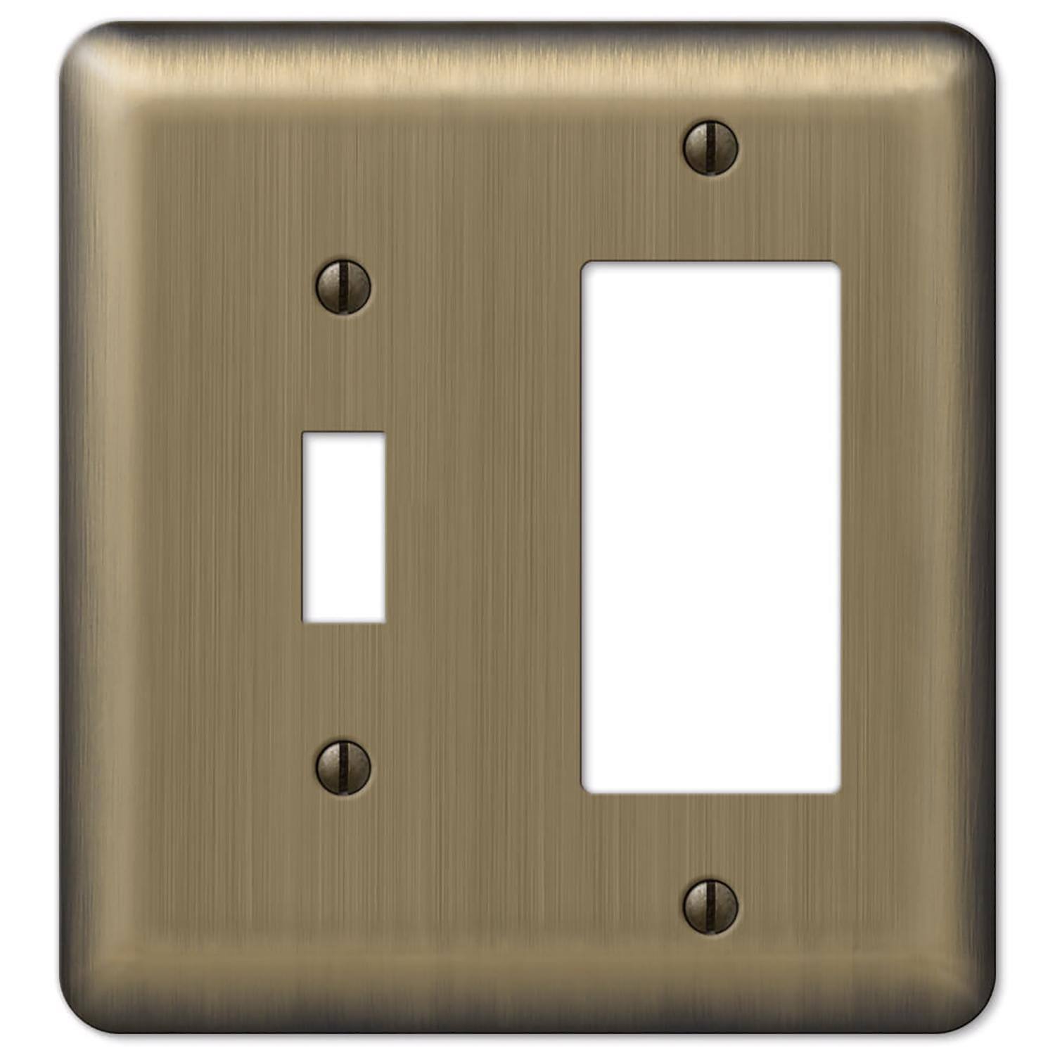 Angle. AMERELLE - Amerelle Devon Brushed Brass 2 gang Stamped Steel Decorator/Toggle Wall Plate 1 pk - Brass.