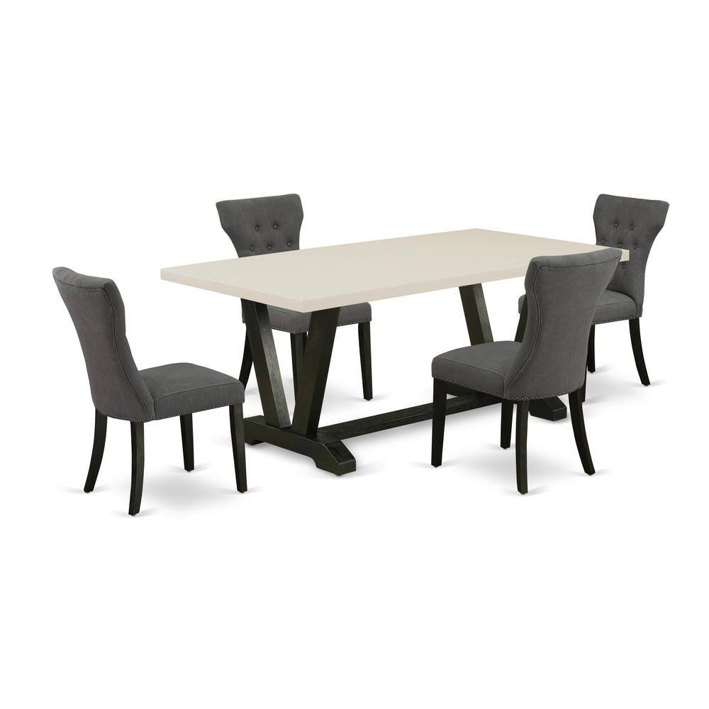 Alt View 4. East West Furniture - V626GA650-5 5-Pc Dining Table Set Included 4 Parson chairs Upholstered Seat and High Button Tufted Chair Back and - Multi-Color.