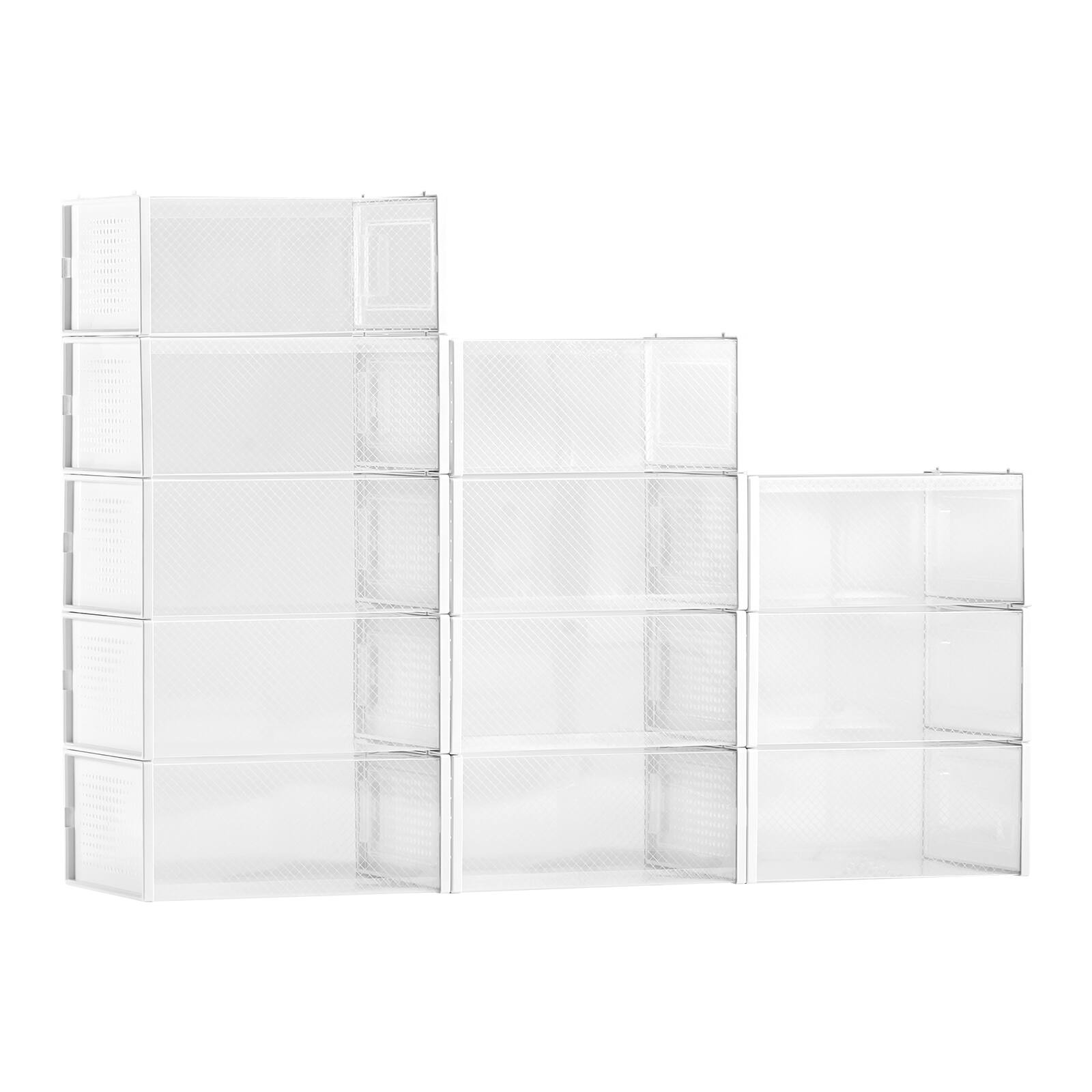 Front. VEVOR - Shoe Storage Boxes, 12 Pack Stackable Shoe Boxes Storage Organizers, Fit up to US Size 11 - White.