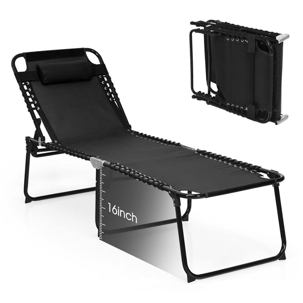 Alt View 2. Kadyn - Outdoor Chaise Lounge Chair, Foldable Recline Lounge Chair with Adjustable Backrest and Footrest-Black - Black.