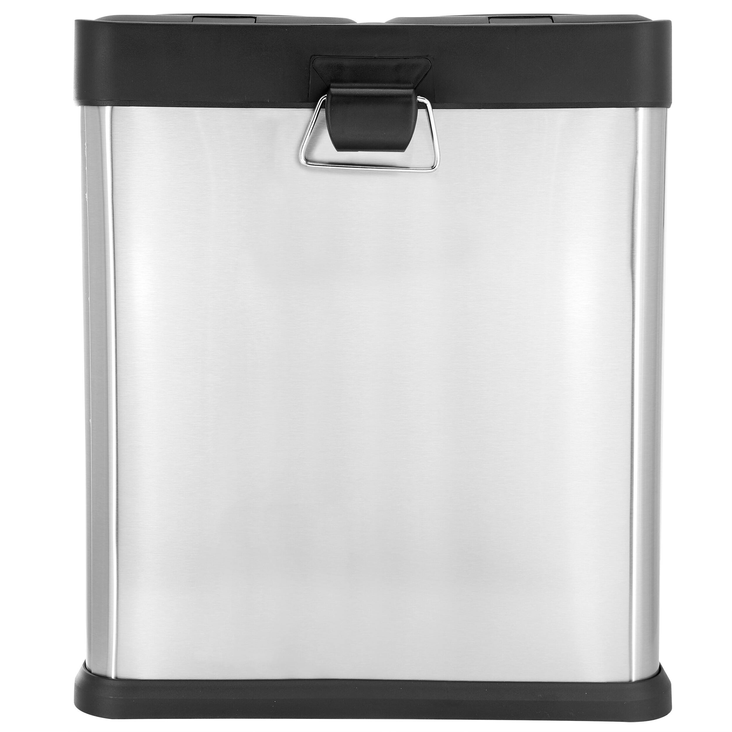 Angle. Elama - Elama 2 Section 15 Liter/ 4 Gallon Each Section Trash and Recycling Step Bin in Matte Silver - Silver.