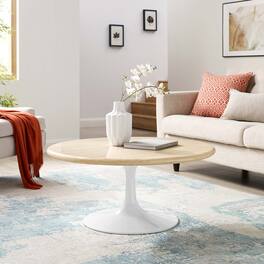 Modway - Lippa Round Artificial Travertine Coffee Table - White Travertine