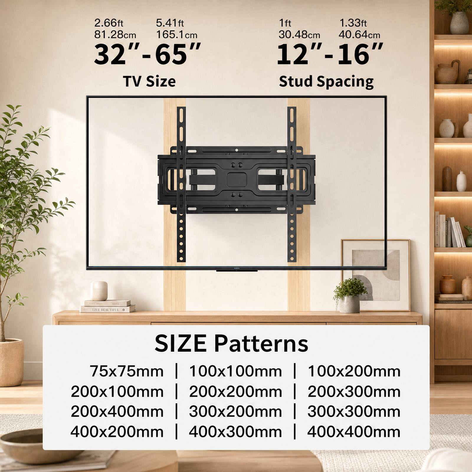 Perlesmith Full Motion TV Wall Mount for 32 65